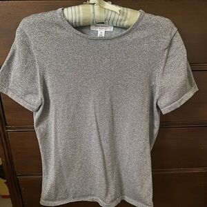 Isaac Mizrahi Silver Shimmer Short Sleeve Tee